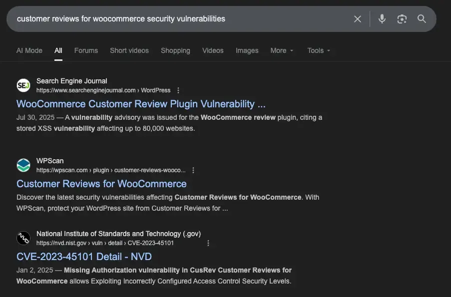 screenshot-searching-for-security-vulnerabilities-woocommerce-plugins