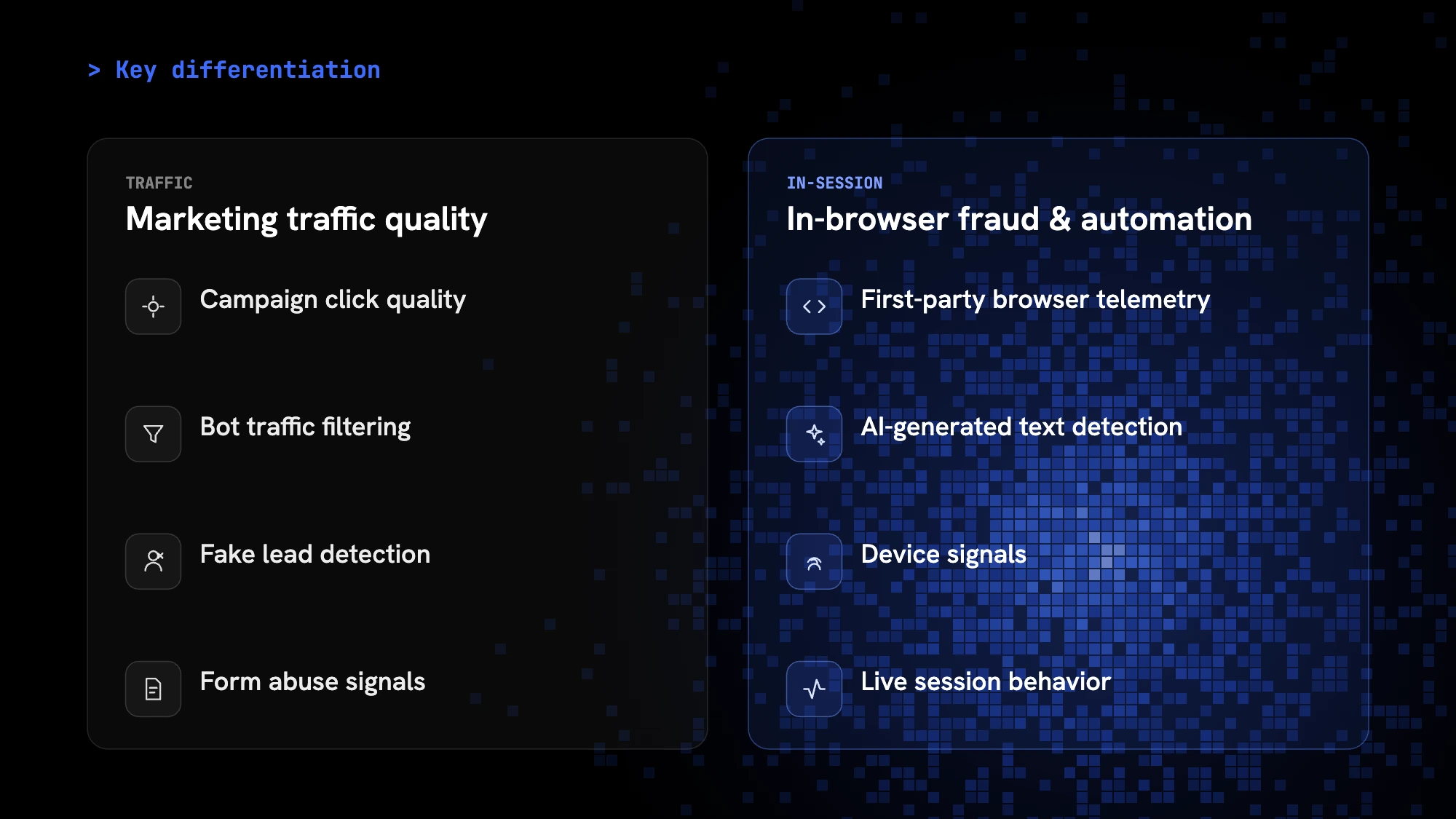 Controles de calidad del tráfico de marketing comparados con la visibilidad de fraude y automatización en navegador de cside